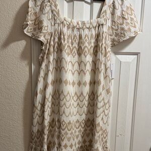 Sonoma Cream and Tan Patterned Dress